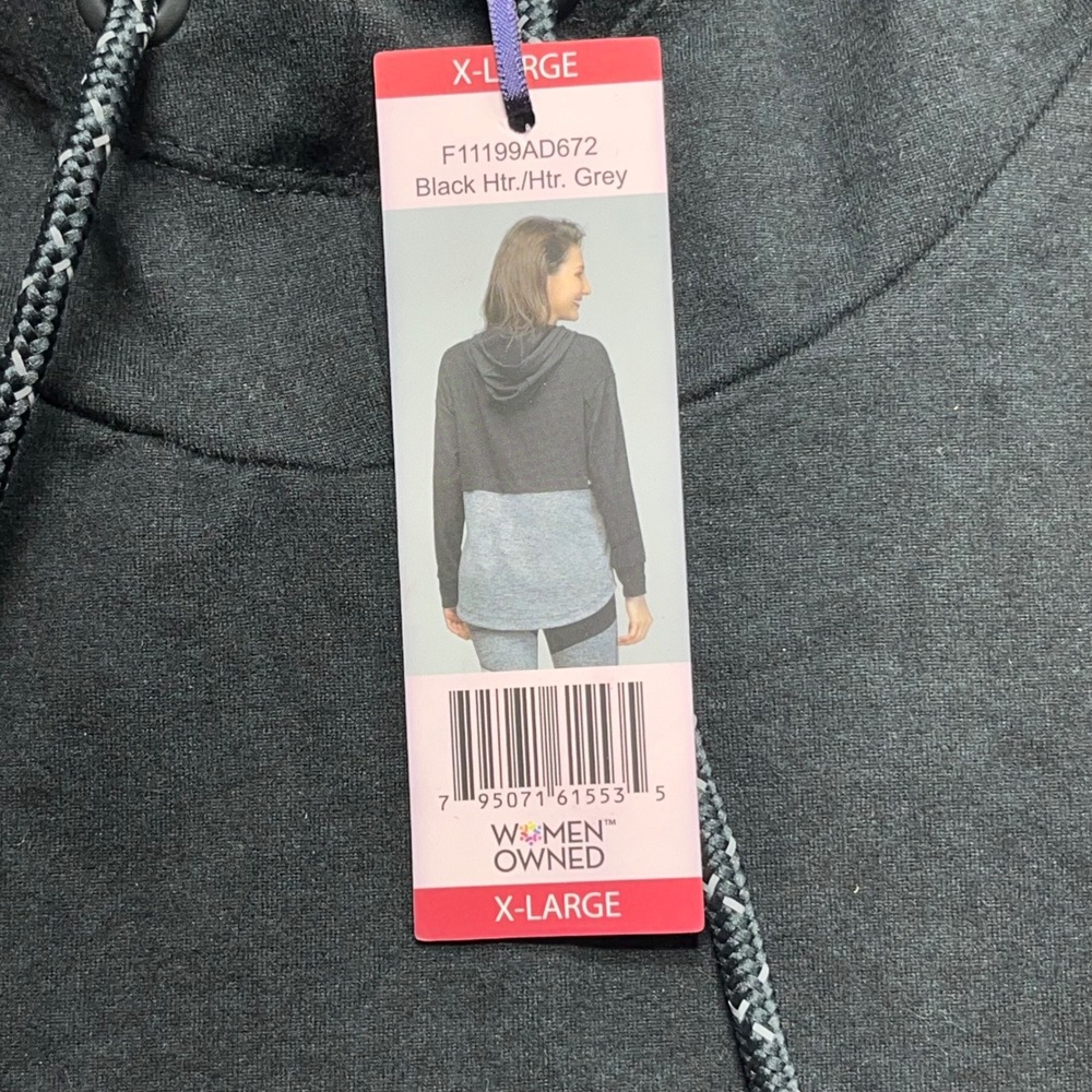 Serene Tangerine Black Heather Grey Colorblock Soft Pullover Hoodie XLarge - Picture 4 of 10